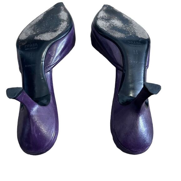 Prada Royal Purple Buckle Kitten Heel Mules - Picture 5 of 6